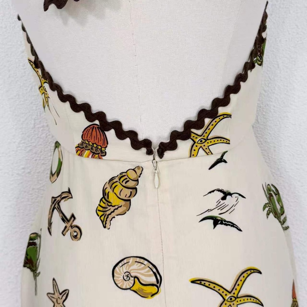 Alemais Cream Halter Maxi Dress with Multicolor Nautical Motif - Picture 3 of 9